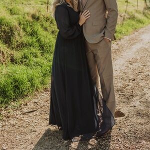 Chic Long Sleeve Navy Dress